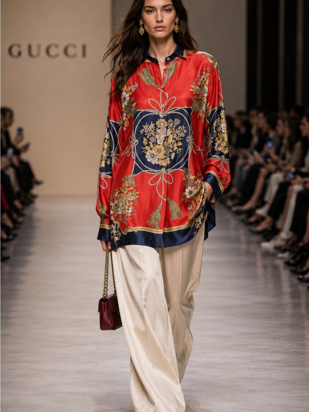 Gucci Intrigue Floral Tassel Button
Front Blouse NWT Sz M